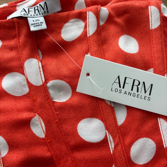 NWT AFRM Orange Polka Dot Dress Sz L - Picture 6 of 8
